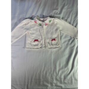 Gymboree Baby Girls Cream White Turtle Embroidered Knit Cardigan Sweater 12-18M